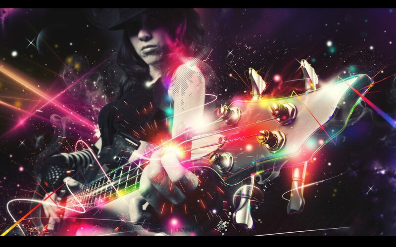 musician with electric guitar