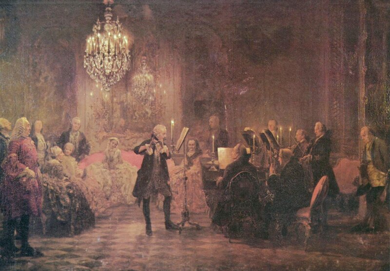 Musicians in a grand hall