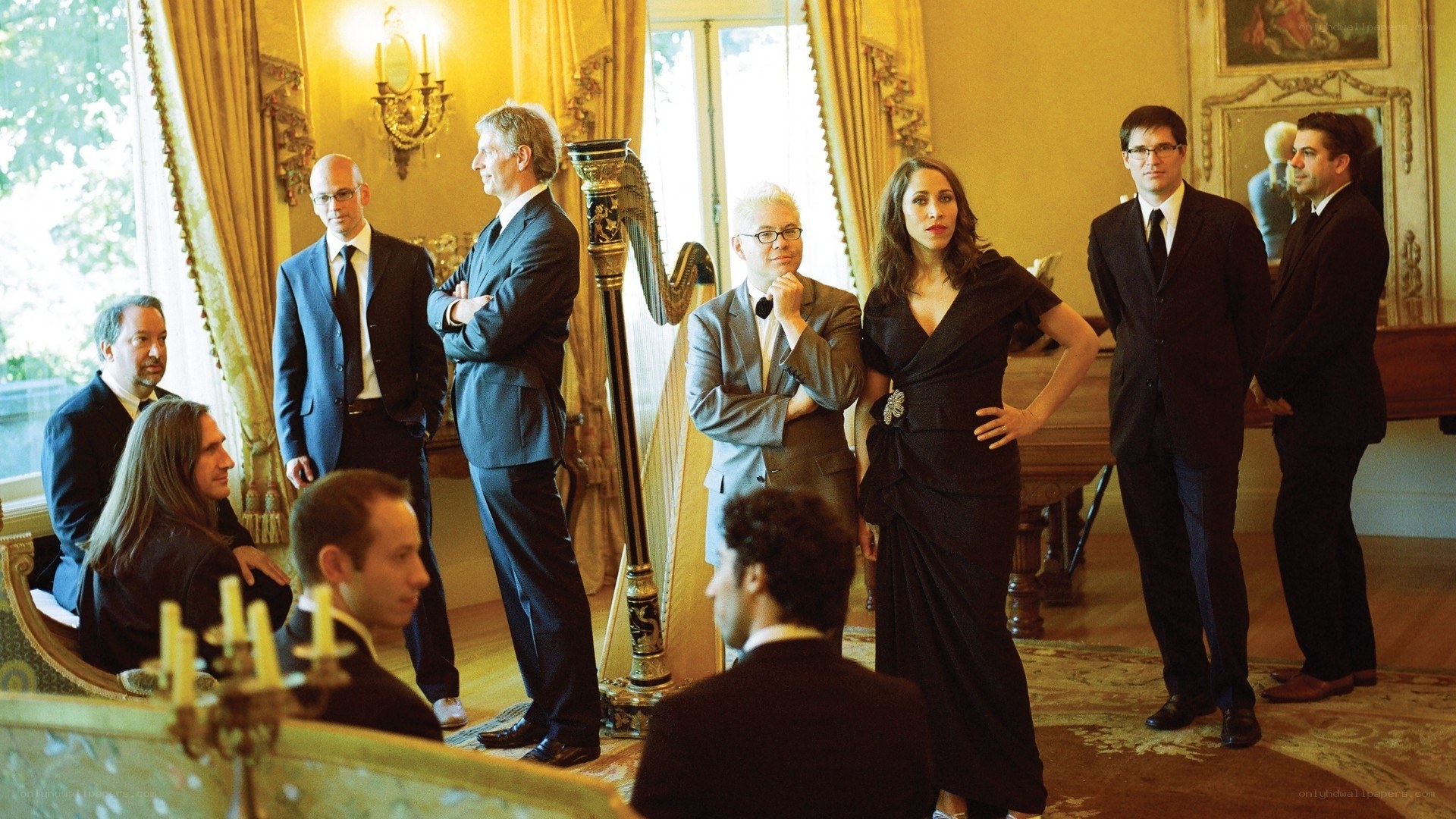 Musicians in a grand room