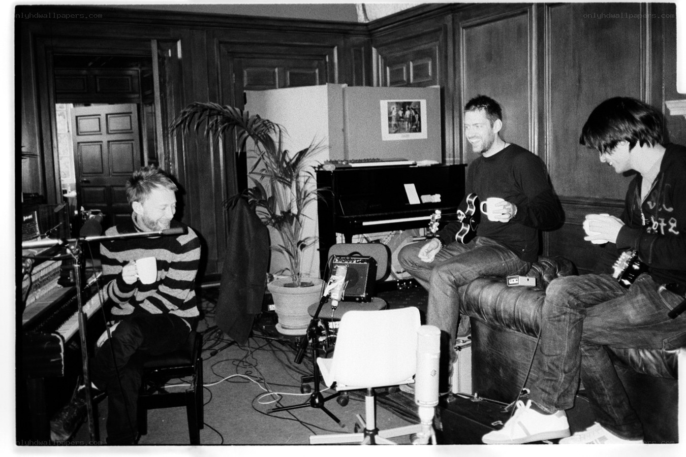 Musicians in a recording session