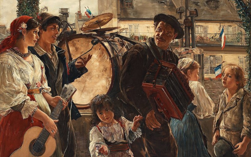 Musicians in Street Scene