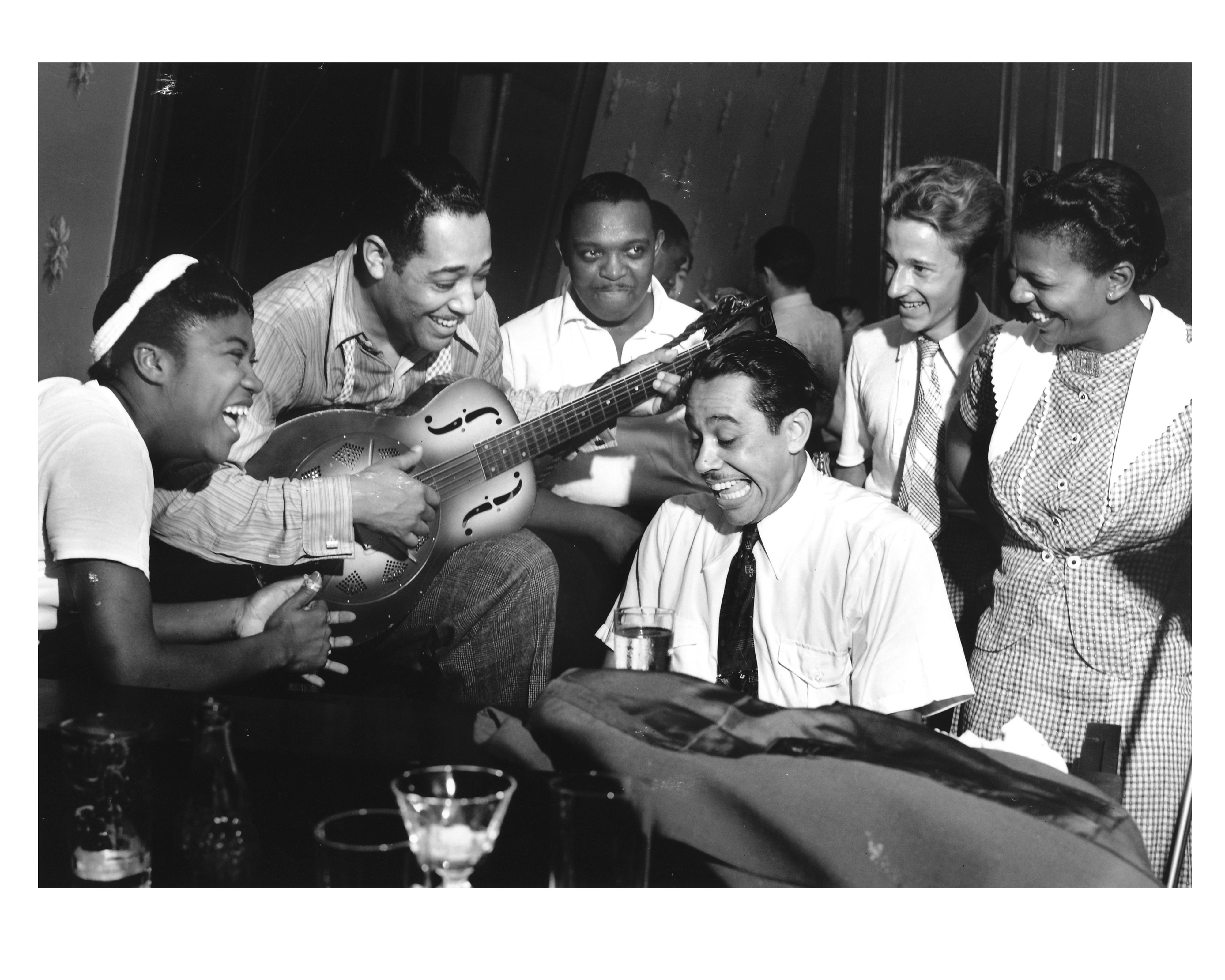 Musicians laughing together