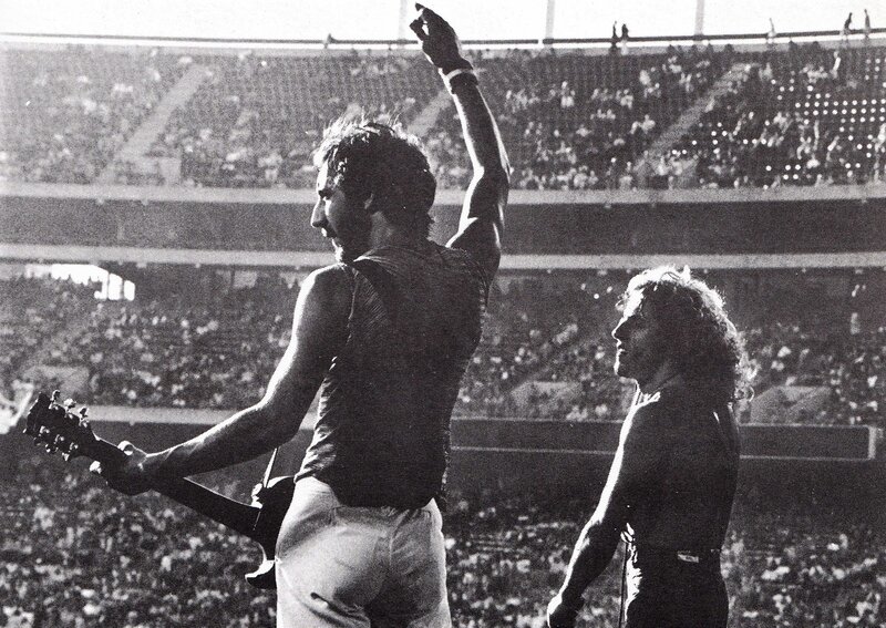 Musicians on stage at stadium