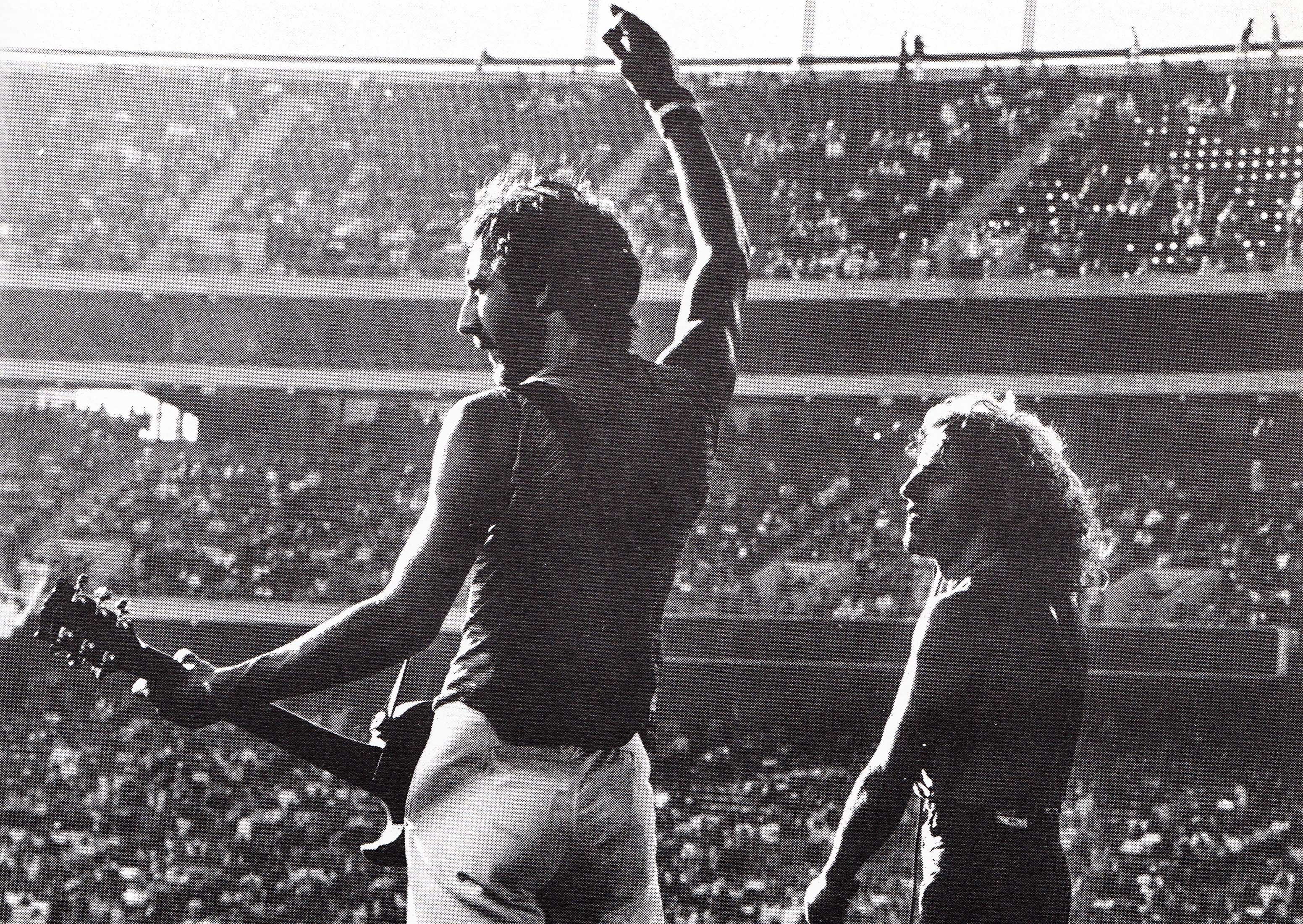 Musicians on stage at stadium