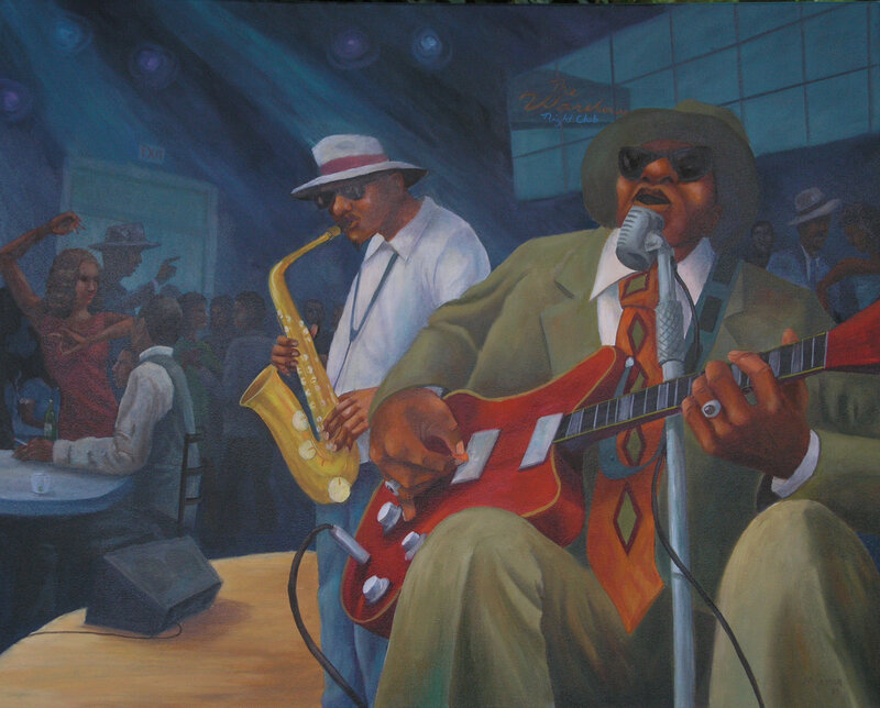 Musicians on Stage — Blue, Lively