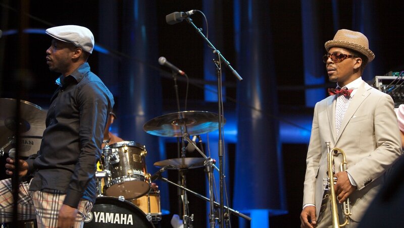 Musicians on Stage — Blue, Performing, Night