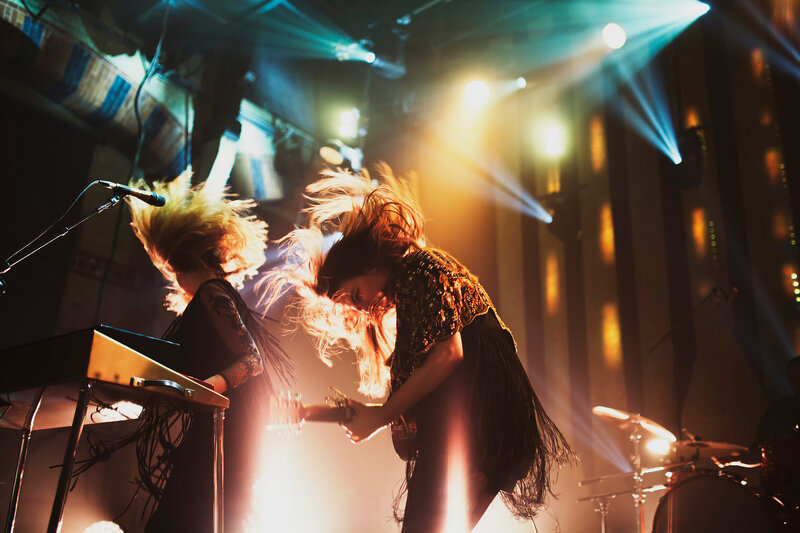 Musicians Performing on Stage — Black, Dramatic, Night, Photograph
