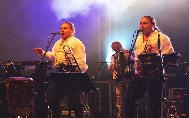 Musicians Performing on Stage — Purple