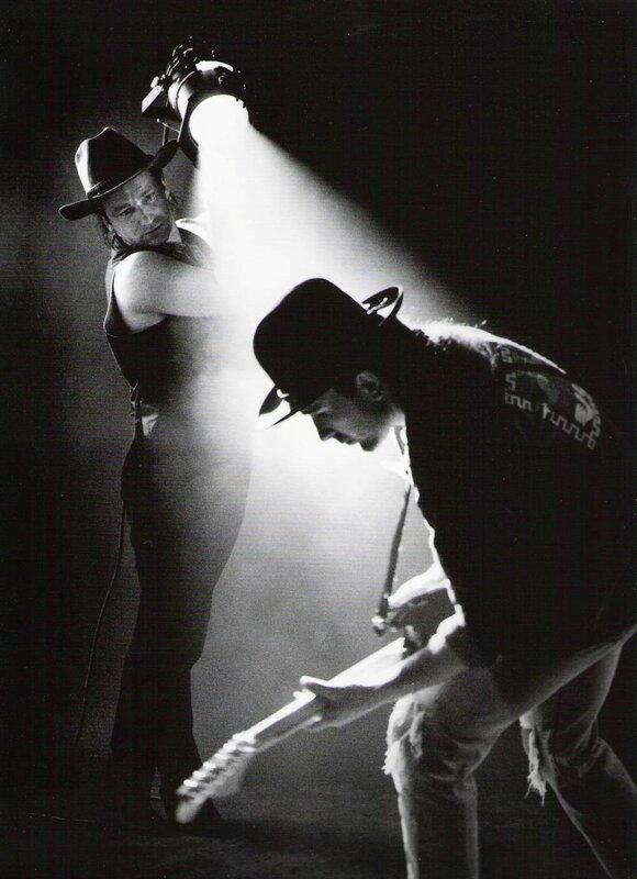 Musicians under stage light