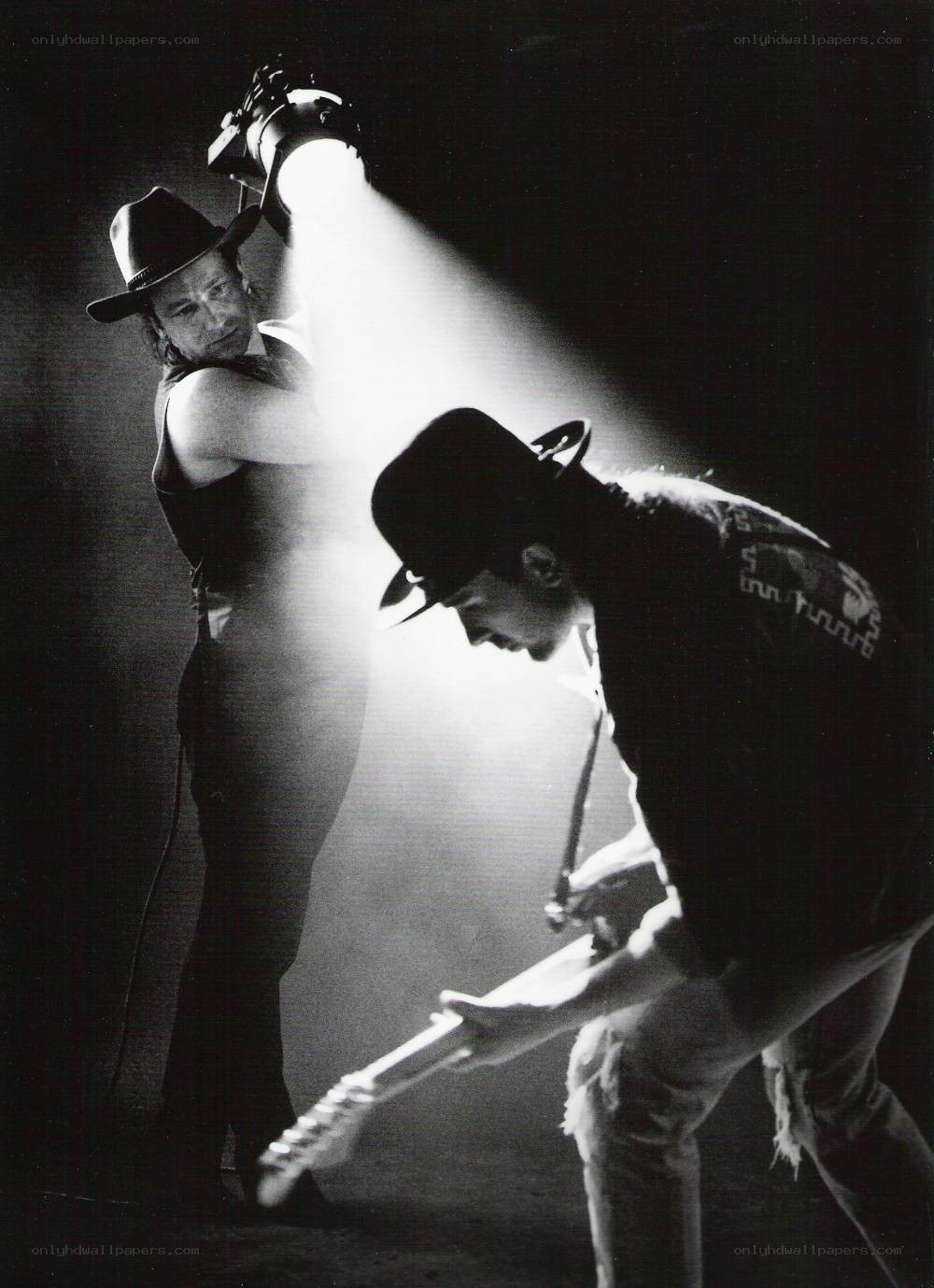 Musicians under stage light