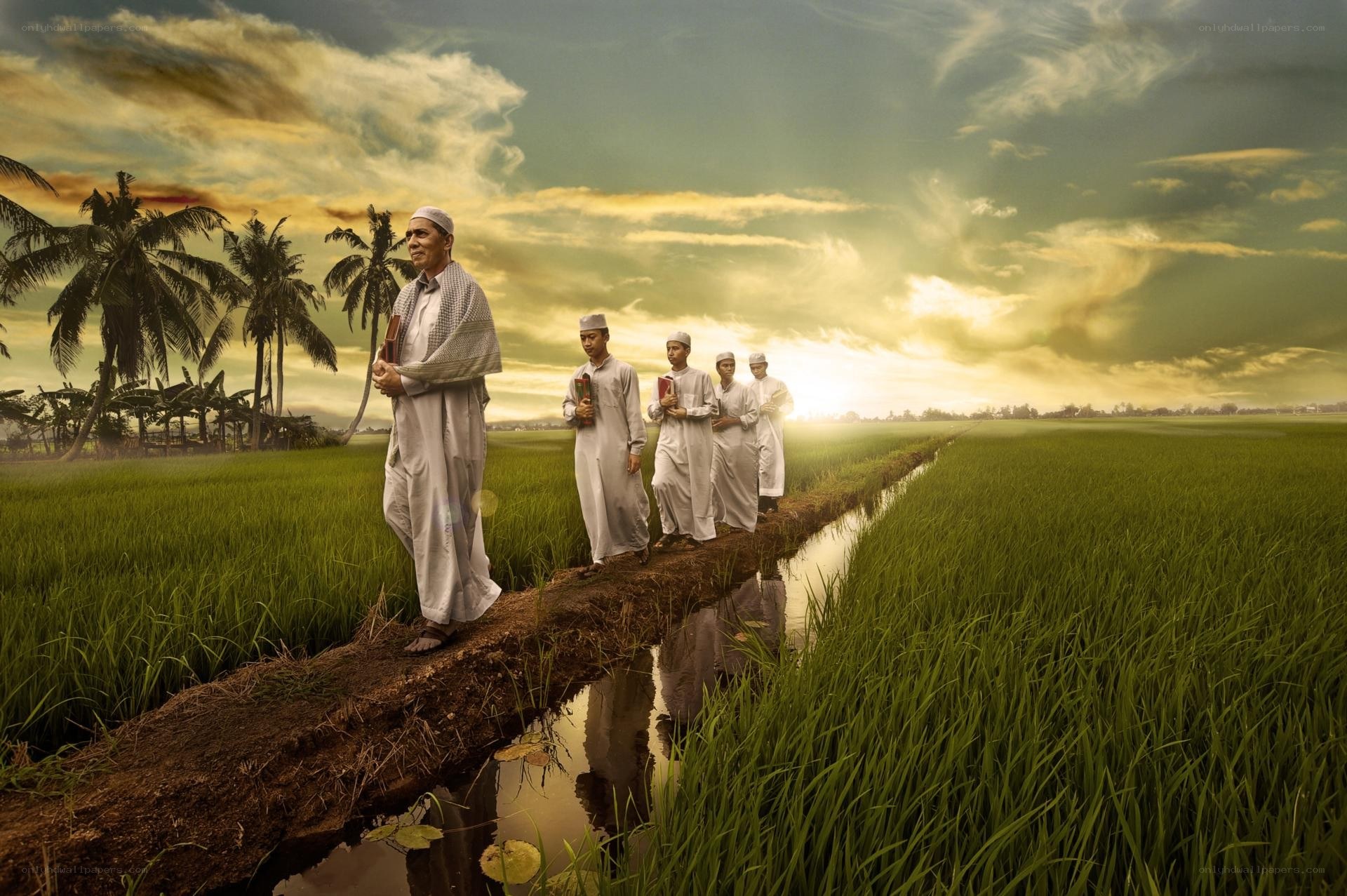 Muslim scholars in rice fields