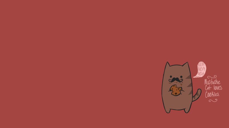 Mustache Cat Eating Cookie — Red