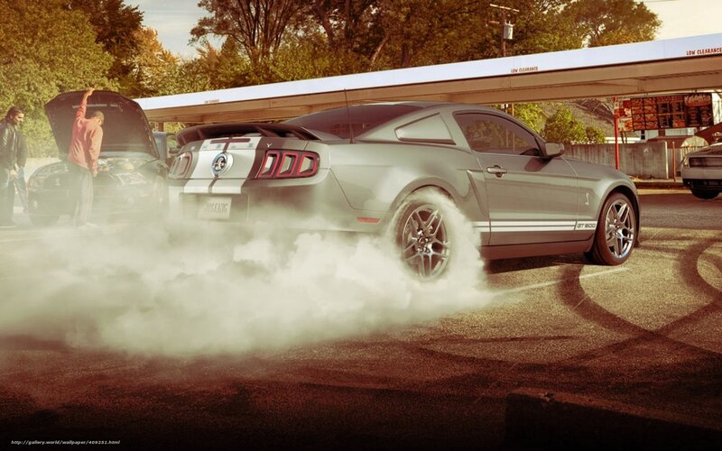 Mustang performing burnout