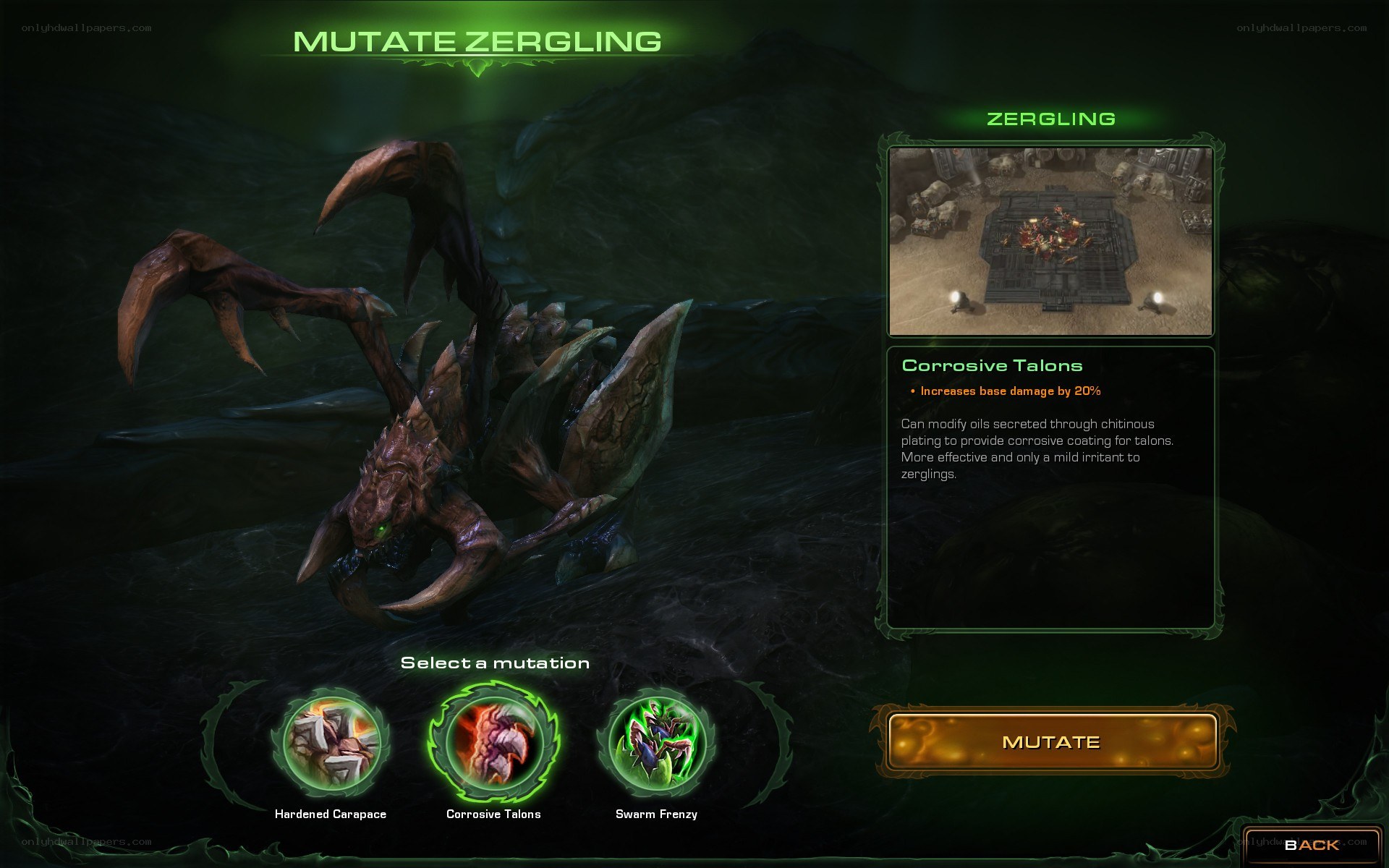 Mutate Zergling screen