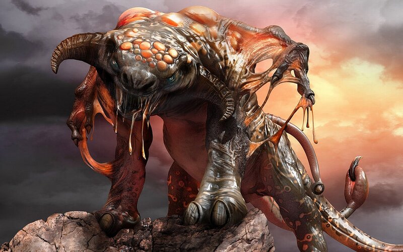 Mutated Creature on Rock