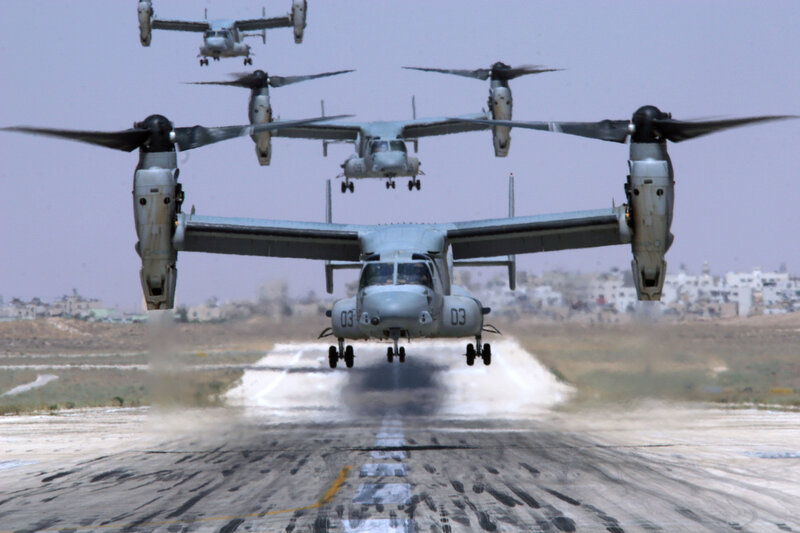 MV-22 Osprey aircraft on runway
