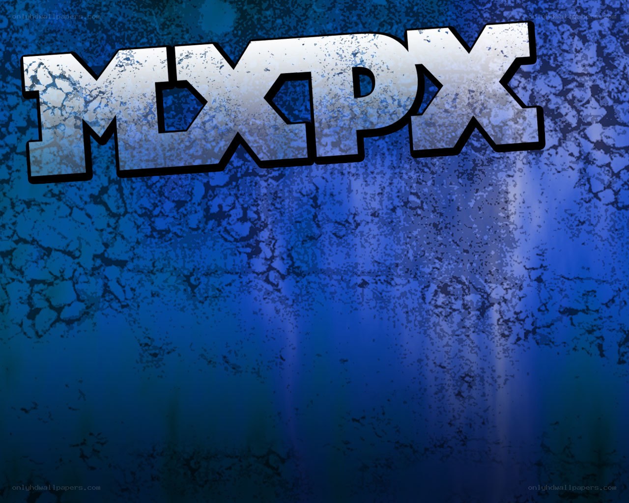 MXPX logo on blue background