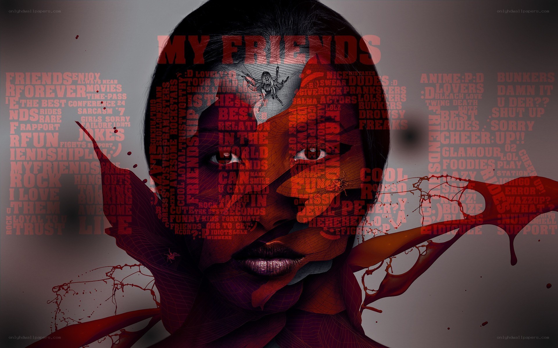 My Friends text collage art