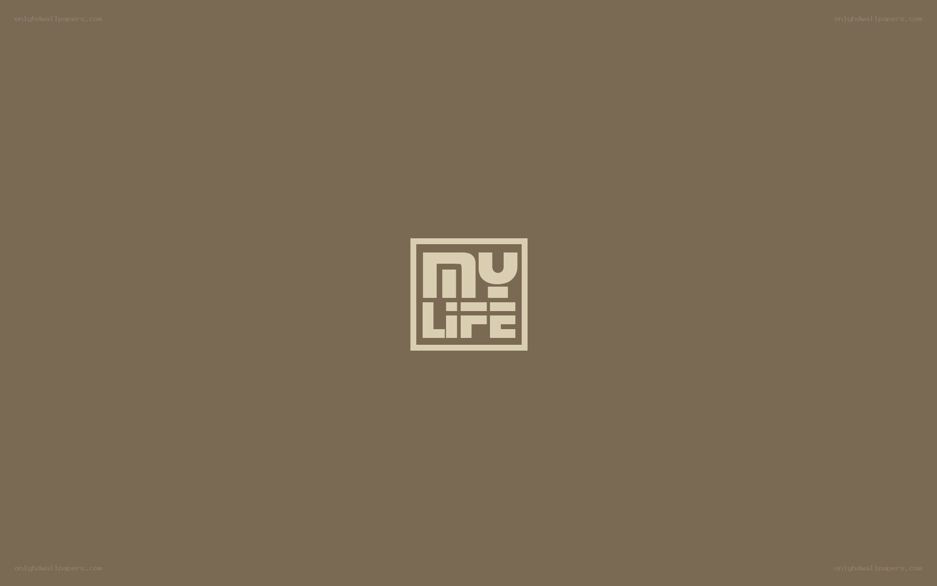 My Life logo on brown background