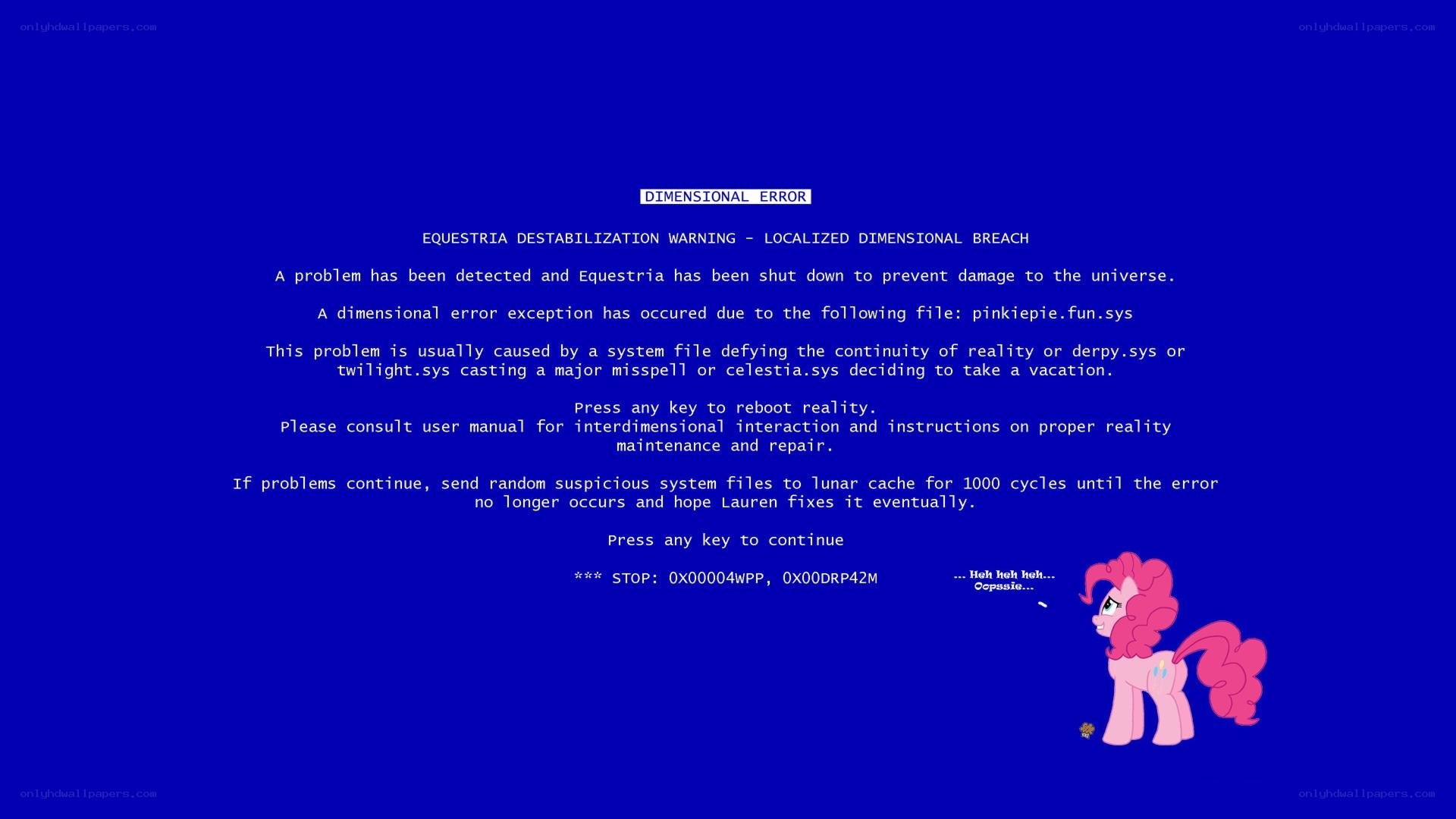My Little Pony blue screen error