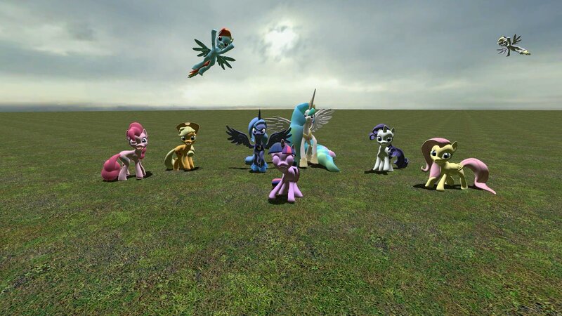 My Little Pony characters in a field