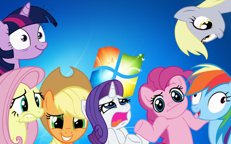 My Little Pony characters with Windows logo