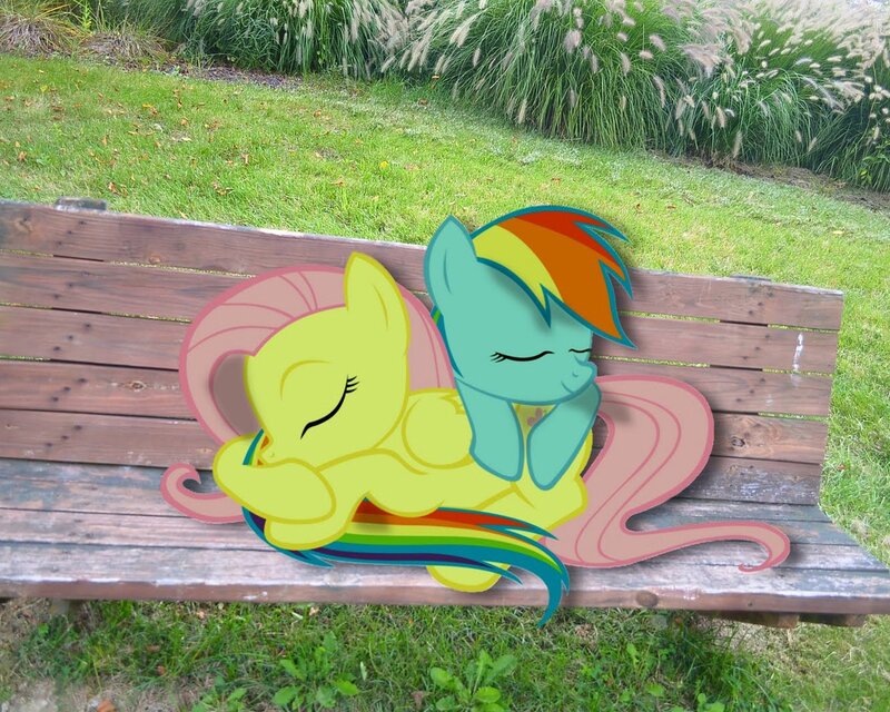 My Little Pony friends on bench