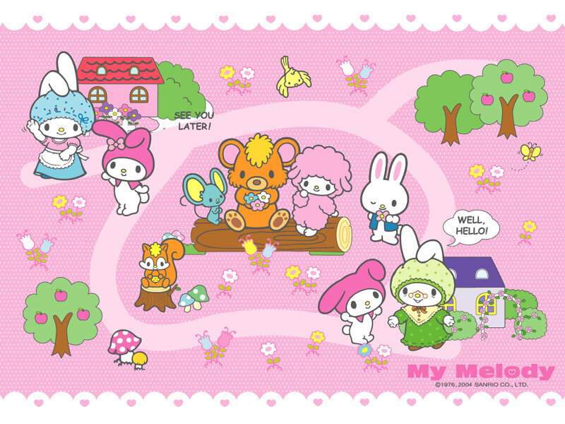 My Melody and friends in a garden