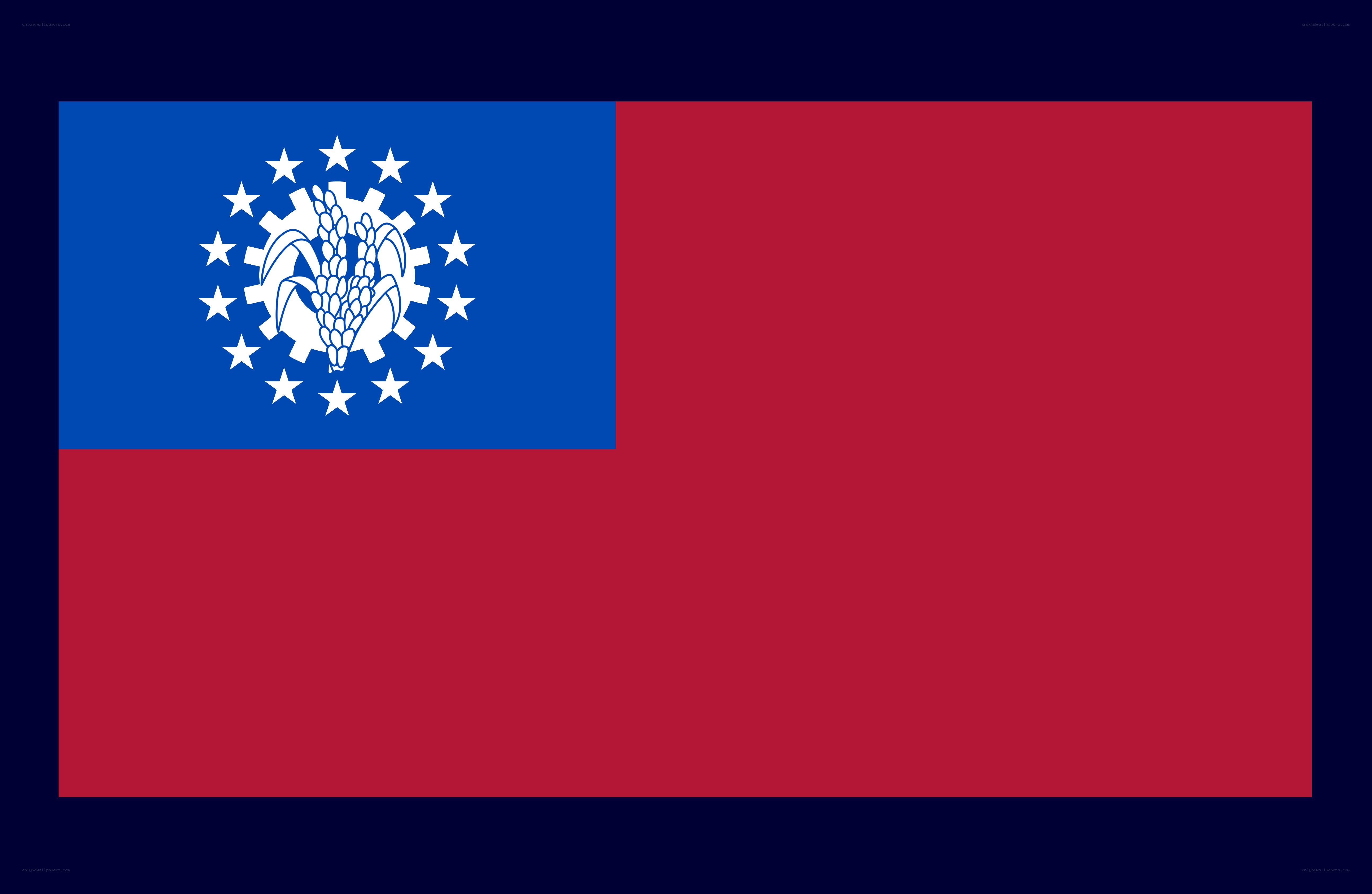 Myanmar flag with emblem