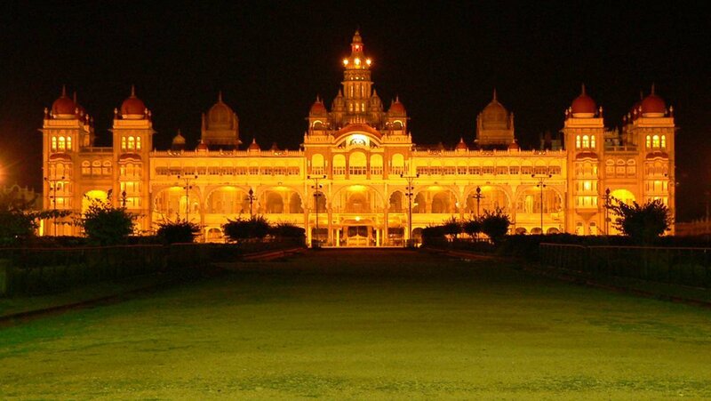 Mysore Palace at Night — Yellow, Serene