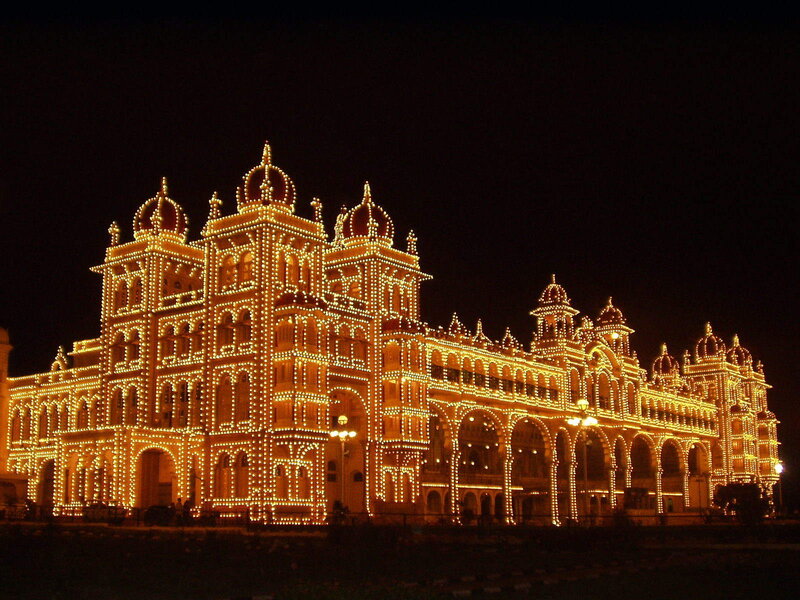 Mysore Palace at Night — Yellow