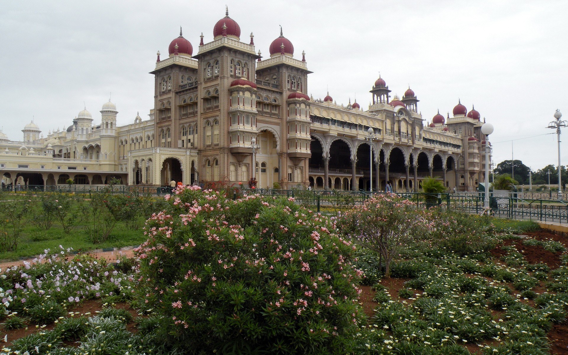Mysore Palace with flower garden