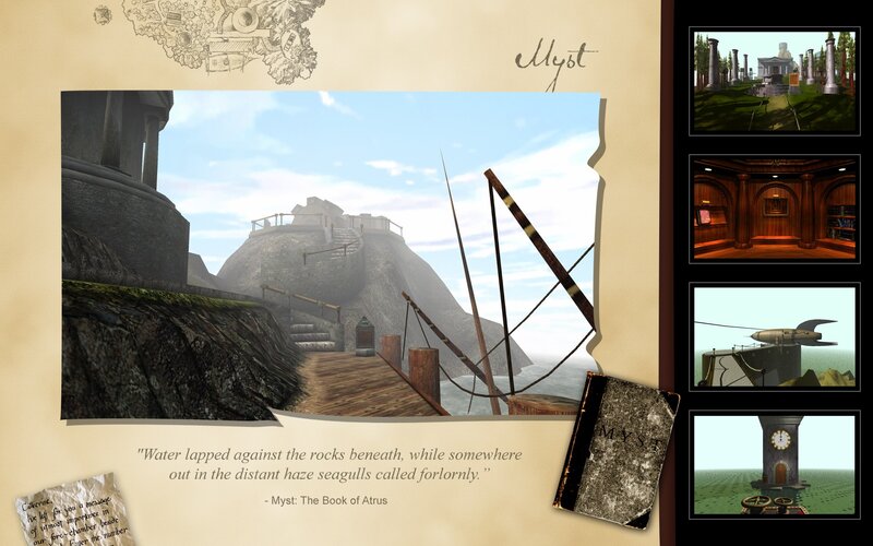 Myst game environment collage