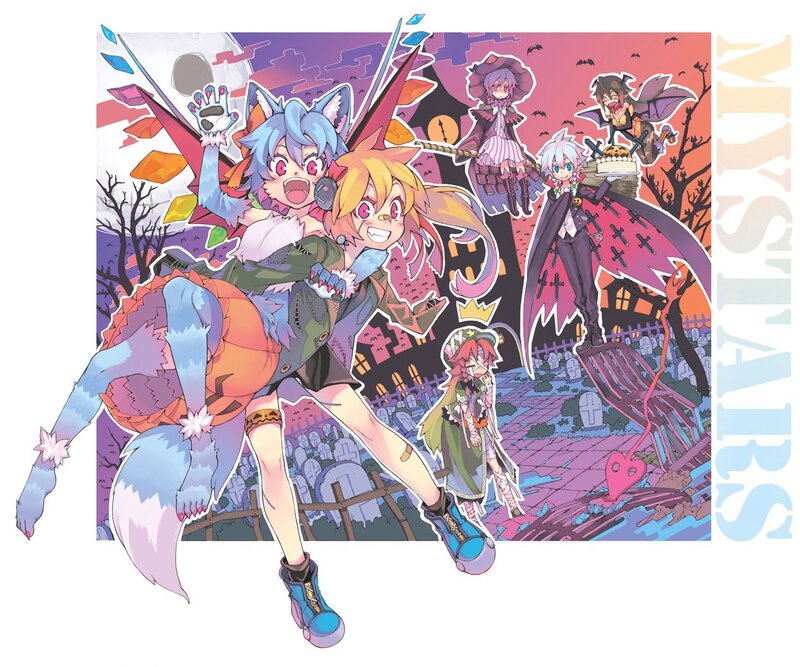 Mystars anime characters in Halloween scene