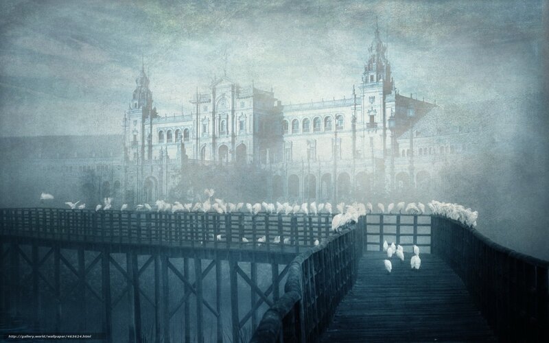 Mysterious bridge to a grand building