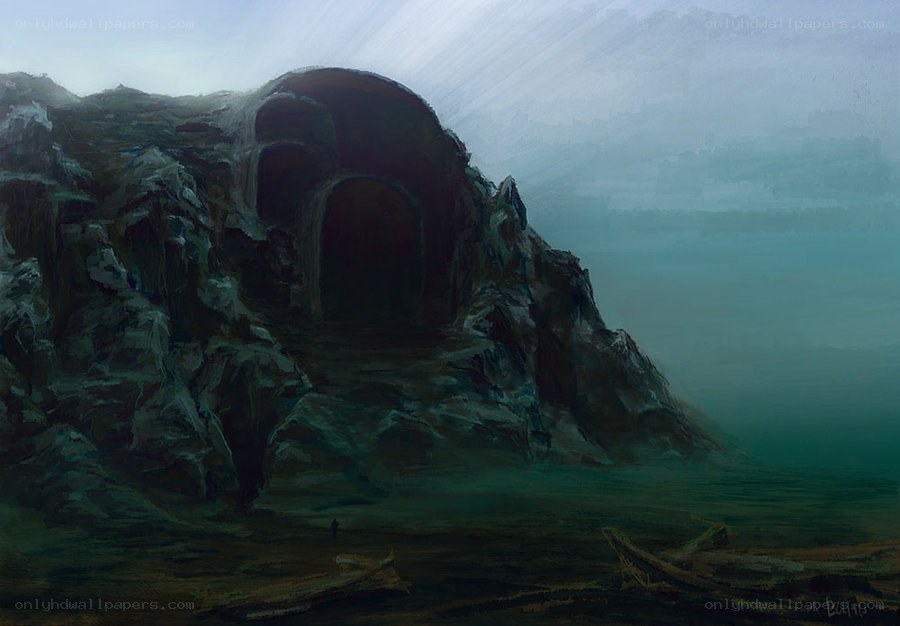 Mysterious cave by the sea