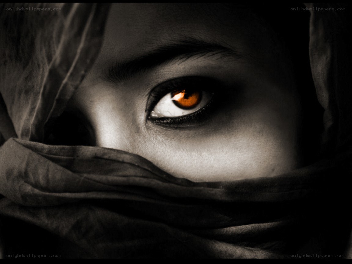 mysterious eye under veil