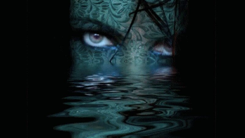 mysterious eyes in water