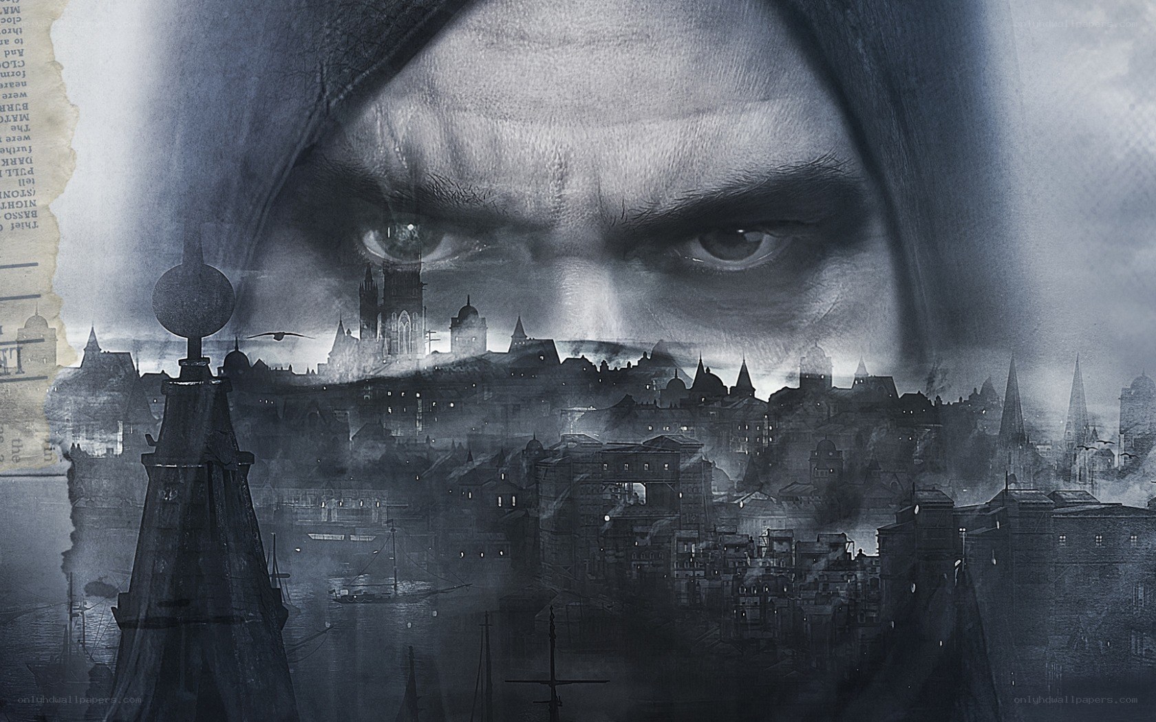 mysterious eyes over a city