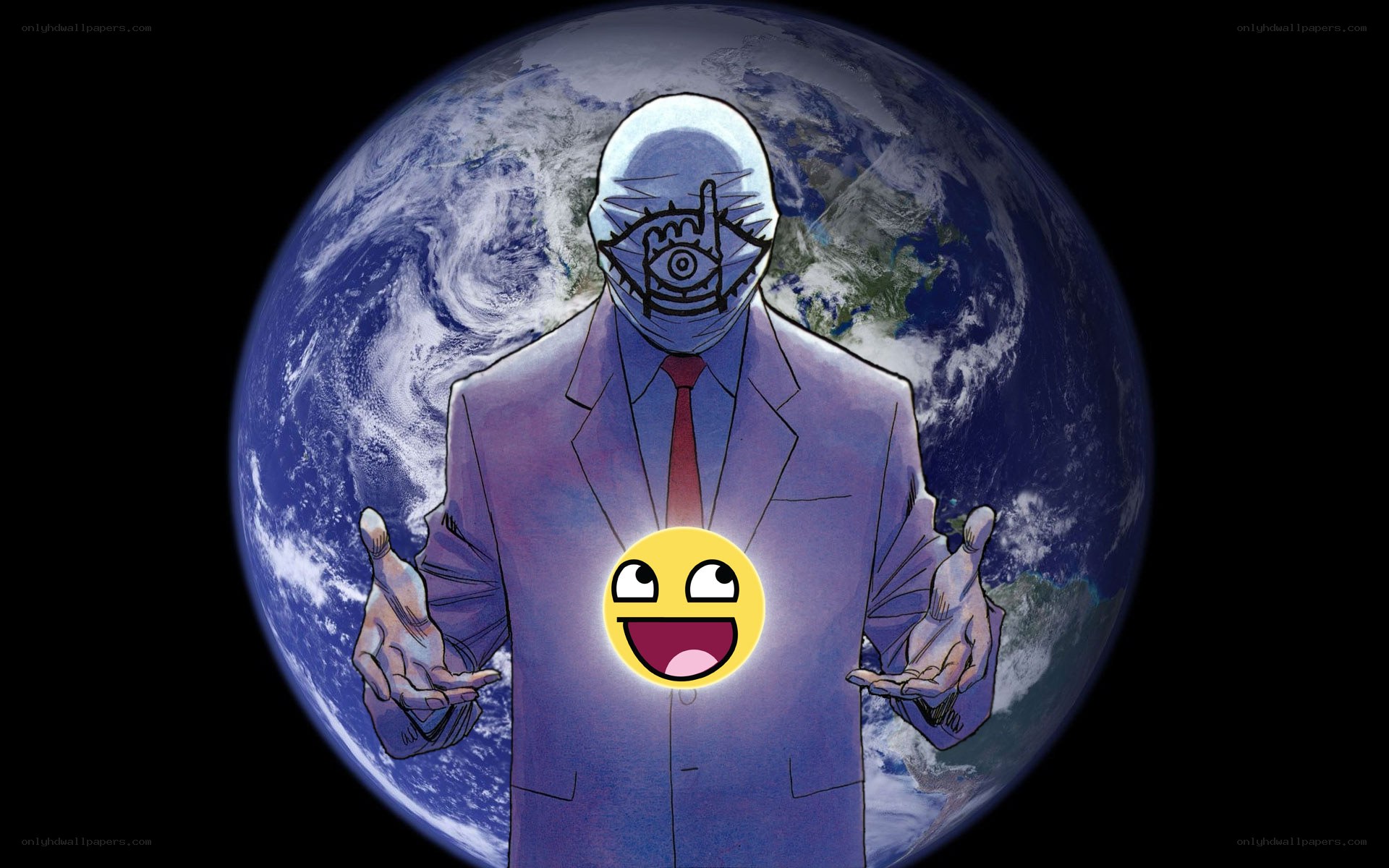 mysterious figure with earth backdrop