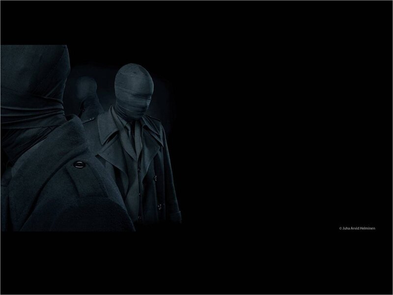 mysterious figures in dark coats
