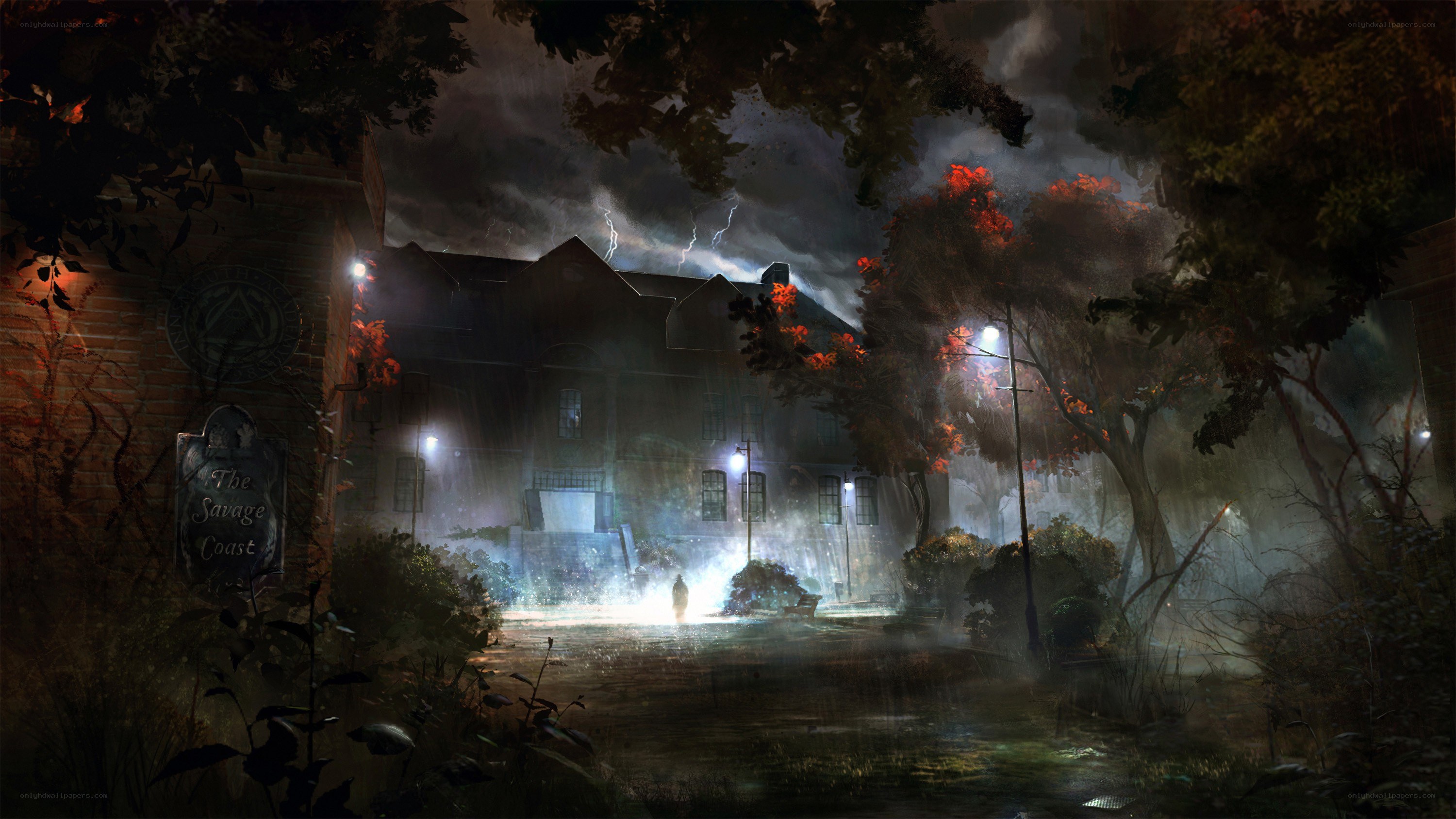 Mysterious house at night
