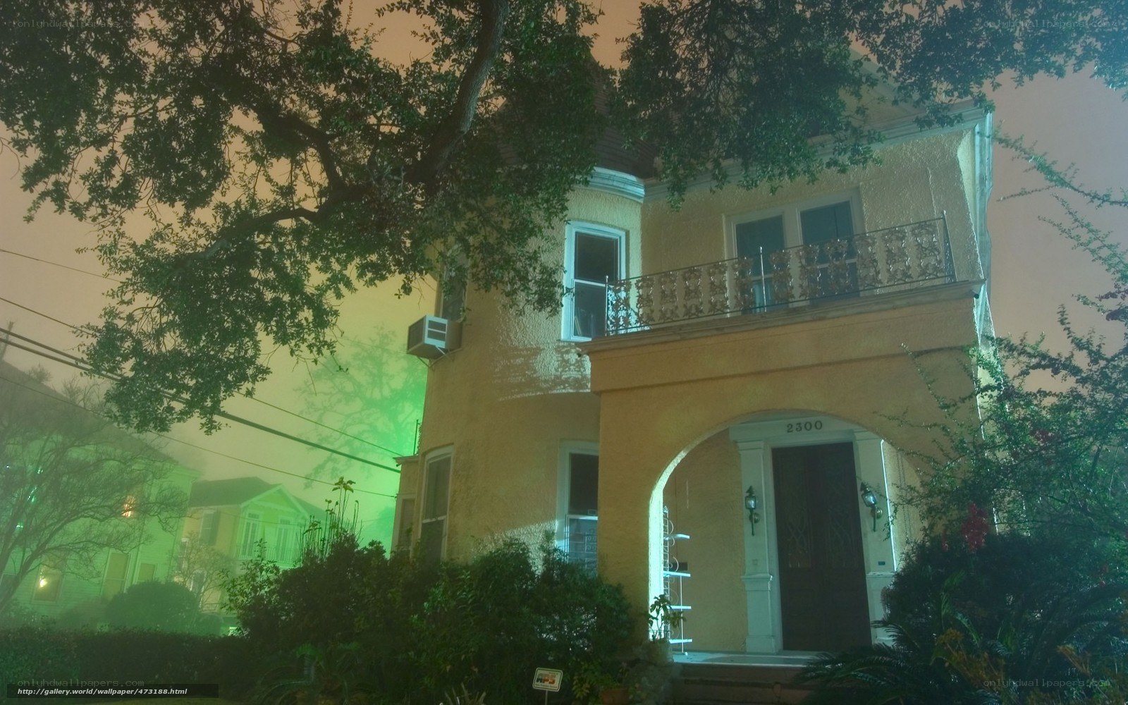 mysterious house at night