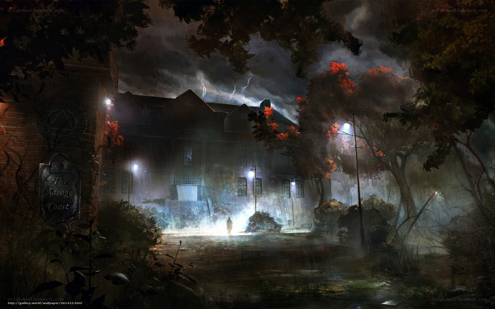 Mysterious house in stormy night