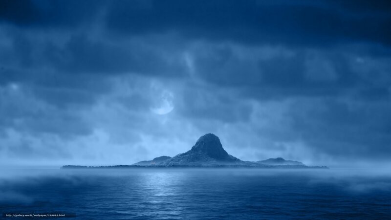 Mysterious island at night