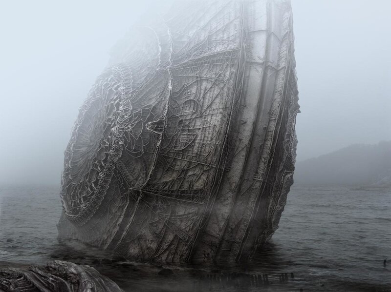 mysterious shipwreck in fog
