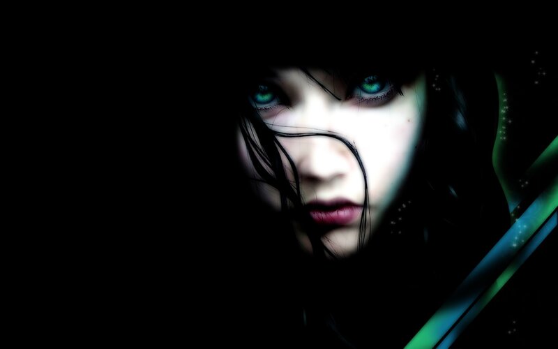 mysterious woman with glowing eyes