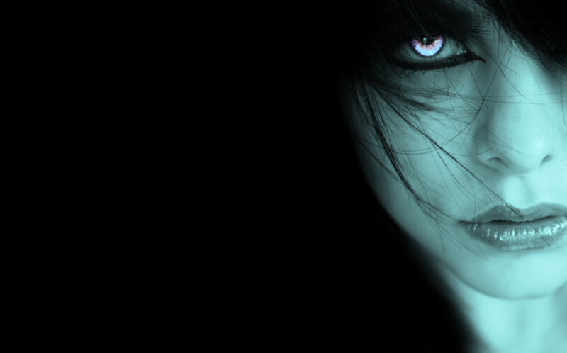 mysterious woman with glowing eyes