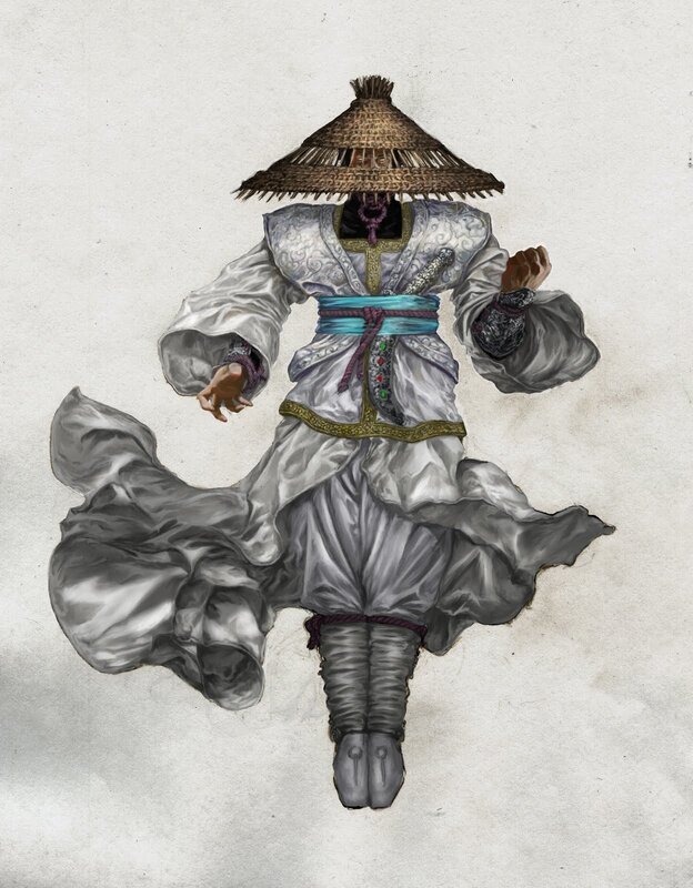 mystic warrior in flowing robes