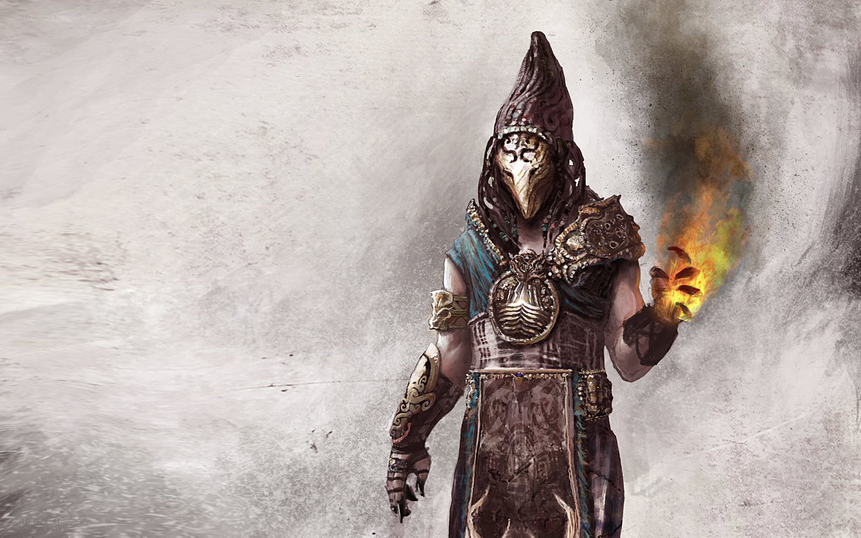 mystic warrior with fire